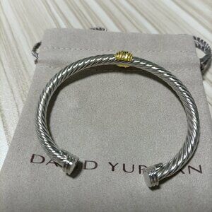 David Yurman Silver Bracelet with Prasiolite and 14K Yellow Gold,5mm